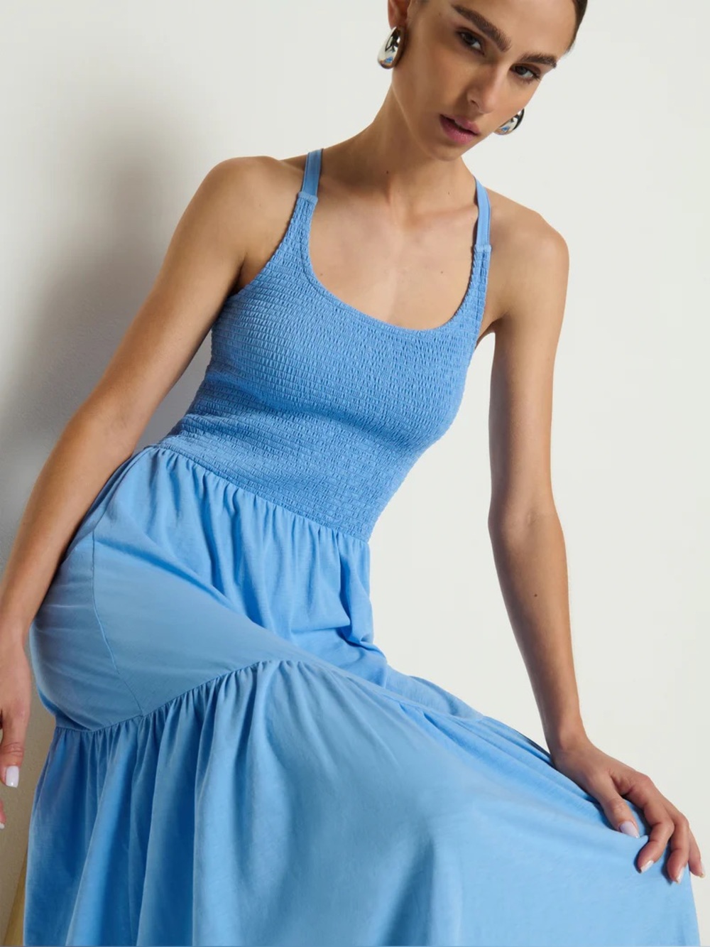 NATION LA $158 Penelope Smocked MIDI Dress
